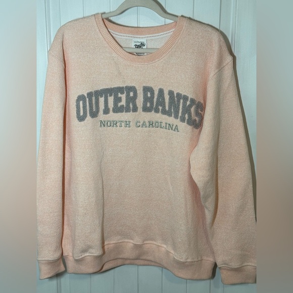 Adult Fuzzy letters PeachCrewneck Outer Banks Sweatshirt - Picture 1 of 5